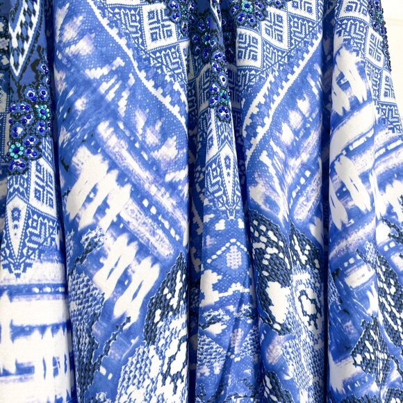 Sakkas Nasreen Sleeveless Printed V-Neck Trapeze Tank Adjustable Straps - Blue - Picture 5 of 8